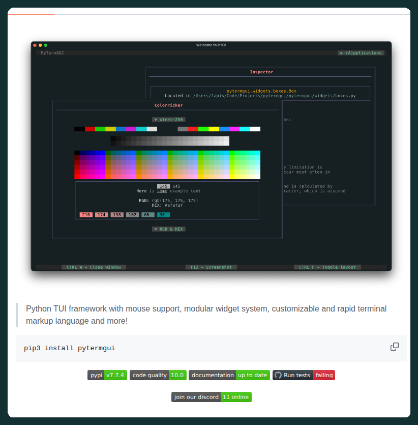 Python TUI framework with mouse support and window manager https://t.co ...