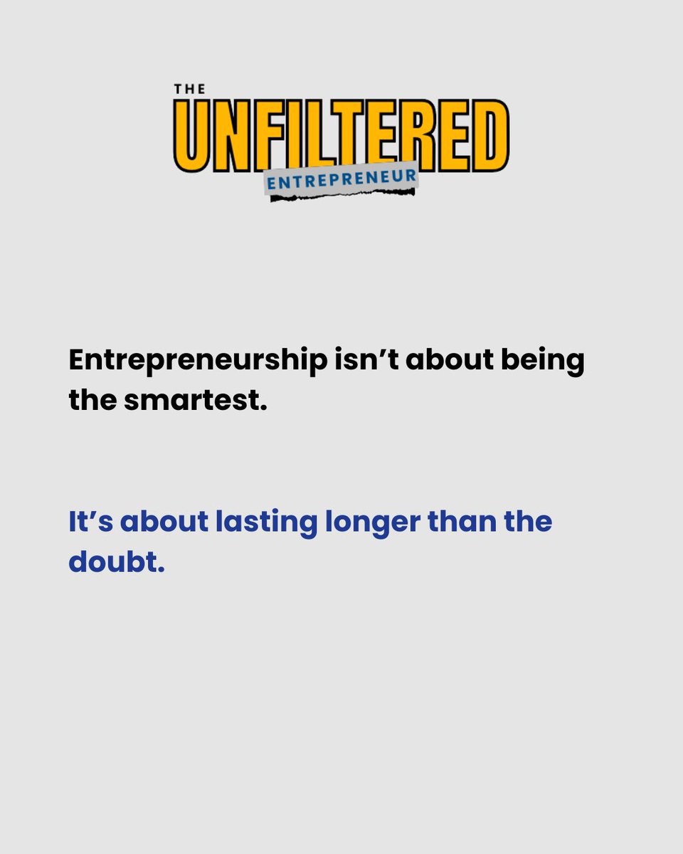 Unfltrd_entrep's tweet photo. Most people don’t fail in business.
They quit too early.

#unfilteredentrepreneur #founder #ceo #outwink https://t.co/NBoH70B68K