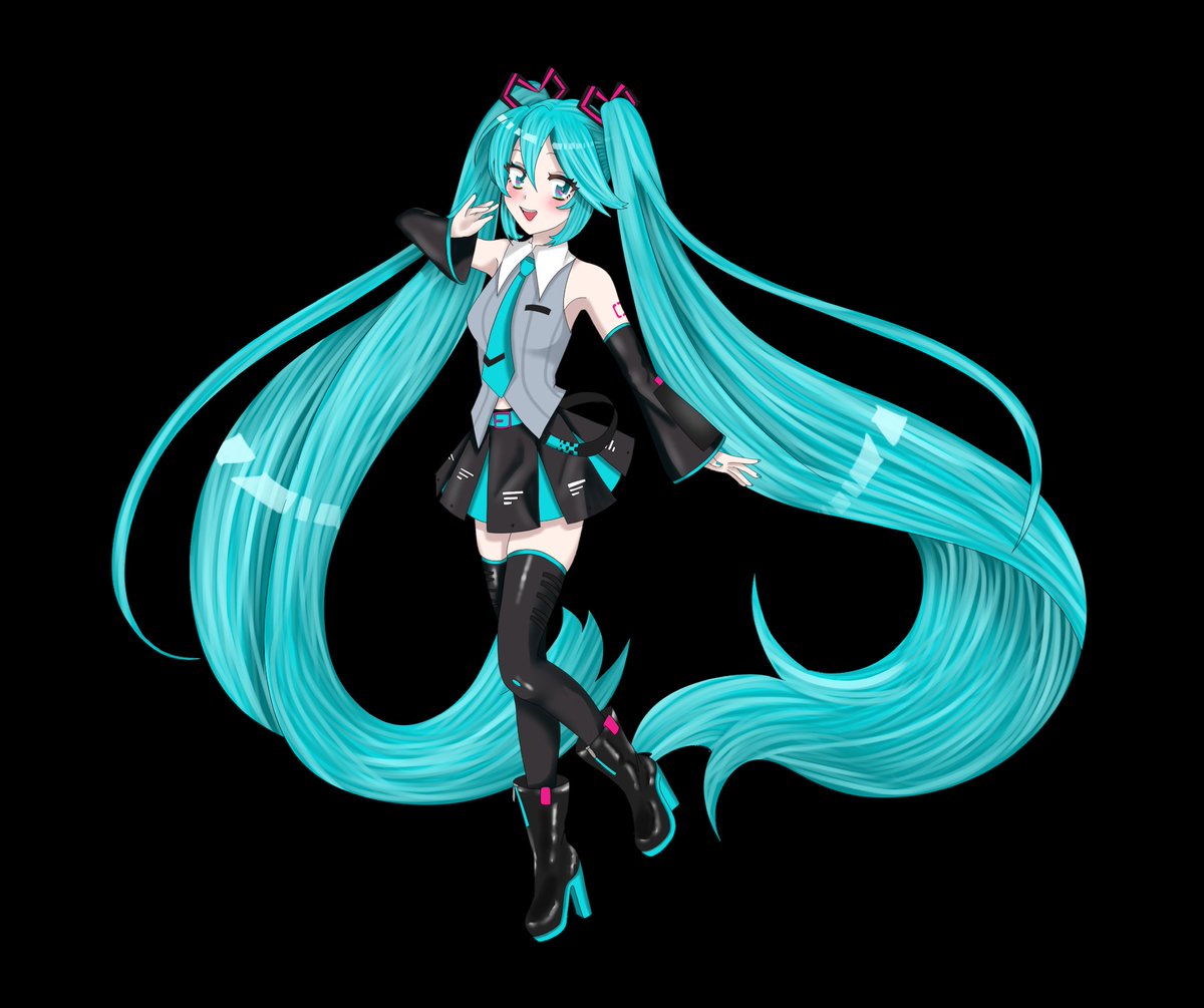 Emi1Chan's tweet photo. Happy Miku day everyone! 💙
I had to draw the new Miku V6 design, I adore her! Look at the heart shaped hairties T_T
And finally, we are back to the grey shirt 😌
#ミクの日 https://t.co/sLBDKT4Y2R