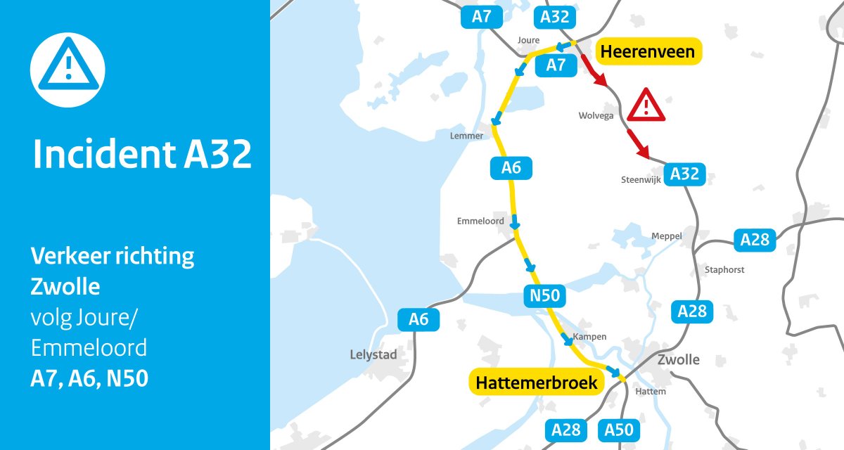 Gekantelde vrachtwagen met wijn op A32 tussen Steenwijk-Zuid en Diever
