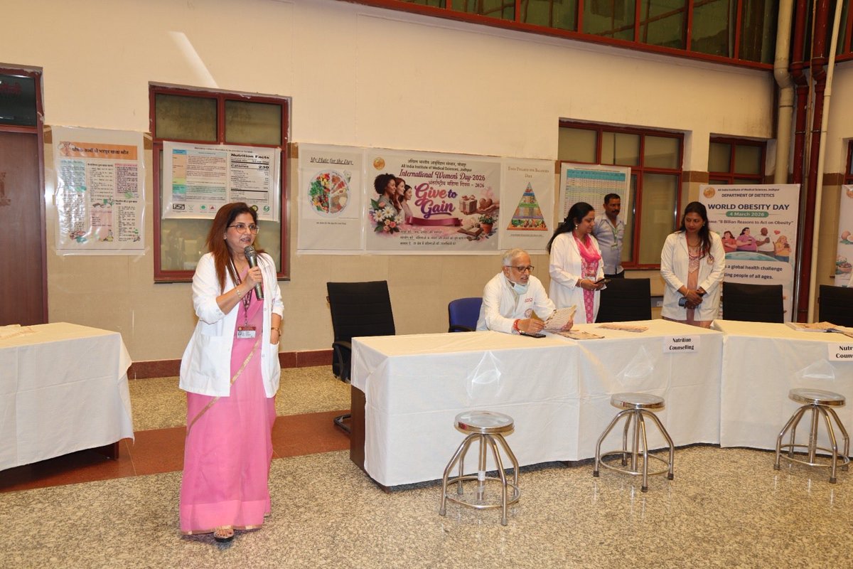 aiims_jodhpur's tweet photo. AIIMS Jodhpur organized a Women’s Health Check-up & Awareness Camp to mark International Women’s Day, aligned with the theme “Give To Gain.”

The camp promoted preventive healthcare through Hb screening for anemia, breast cancer screening, Pap smear testing for cervical cancer, nutrition counselling, obesity management, and voluntary blood donation.

#InternationalWomensDay #WomensHealth #PreventiveHealthcare #GiveToGain

@JPNadda @mpprataprao @AnupriyaSPatel @MoHFW_INDIA