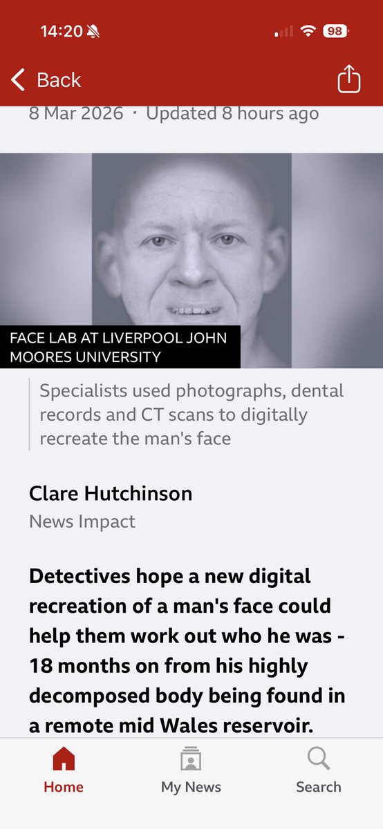 You’ve got to love <a href="/BBCNews/">BBC News (UK)</a> sometimes.  Some poor scientists have spent days recreating an image of a man’s face, so you cover a great chunk of it over in the only image on the app. 🤦‍♀️🤦‍♀️ Where’s the common sense?!