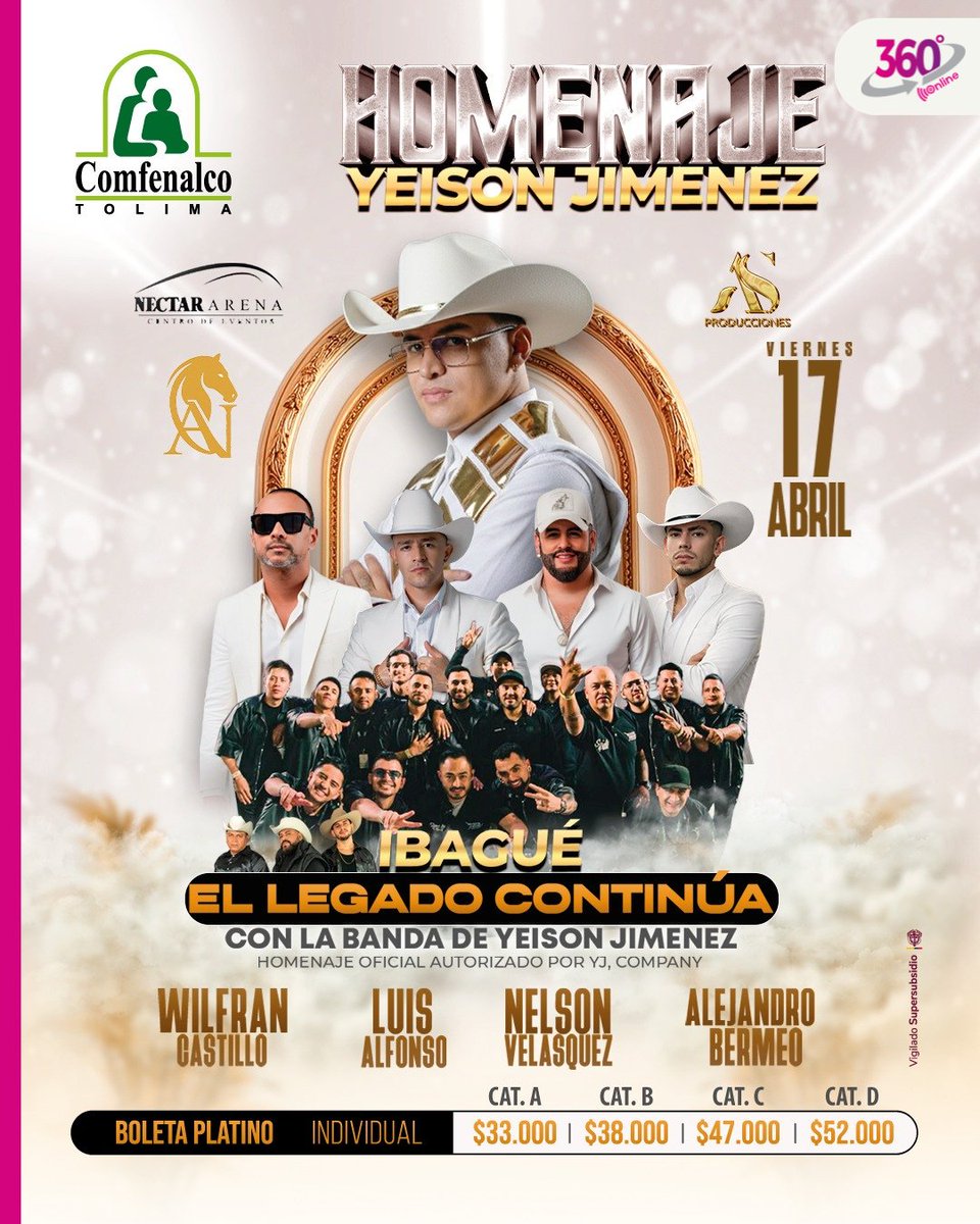 360Onlinesas's tweet photo. #Tolima 📷| La música popular volverá a reunir a cientos de seguidores en Ibagué con un espectáculo especial que busca recordar y mantener vigente el legado del cantante Yeison Jiménez. https://t.co/w7b0YePwcH