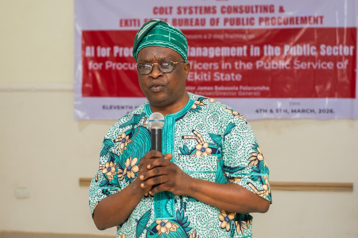 Ekitibpp's tweet photo. Ekiti State Bureau of Public Procurement Trained Staff on Artificial intelligence in Procurement in Public Sectors. 

The Special Adviser/ Director General Mr J.B Folorunsho declared a 2days Training on Artificial Intelligence (AI) deployement of Procurement. https://t.co/izzWQMCyoZ