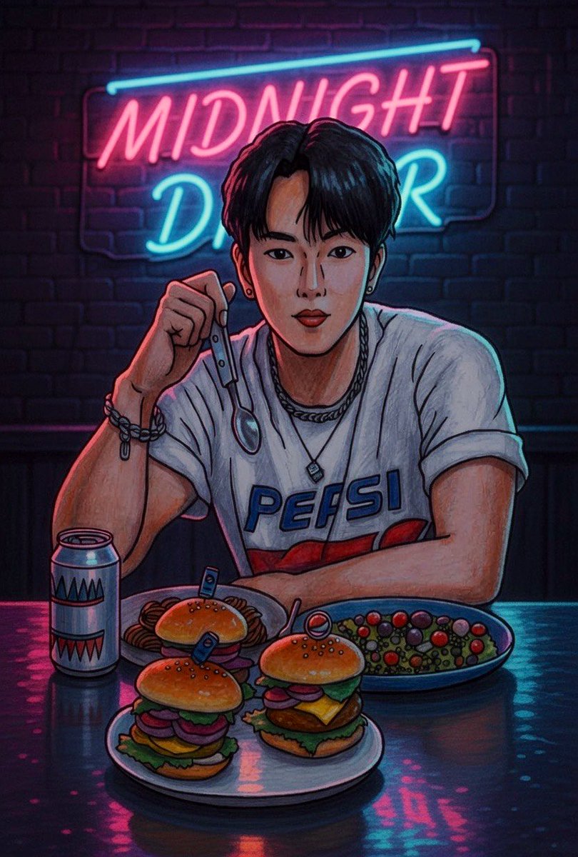 SKTNane's tweet photo. #MONSTAX #SHOWNU #FANART #ファンアート 前に描いたイラストを加工しました🍔💫 https://t.co/VyEgH9VpLo