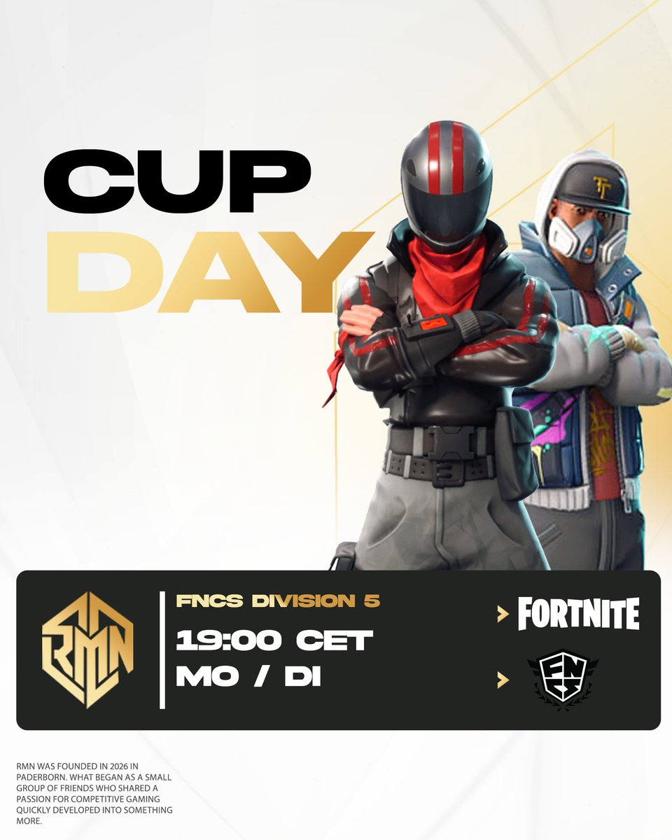 RMN_esports's tweet photo. 🔥 Time to bounce back!

Our Fortnite duo @BtwMarz & @LarryGreeen is jumping back into the action for tonight’s FNCS Division 5 Cup!

After putting in a lot of practice lately, the boys are more motivated than ever to show what they’re capable of. Now it’s all about staying focused, making the right plays, and pushing for that qualification. 🎯

Make sure to show some love for RMN in the comments!

 #RMN #Fortnite #FNCS #Esports