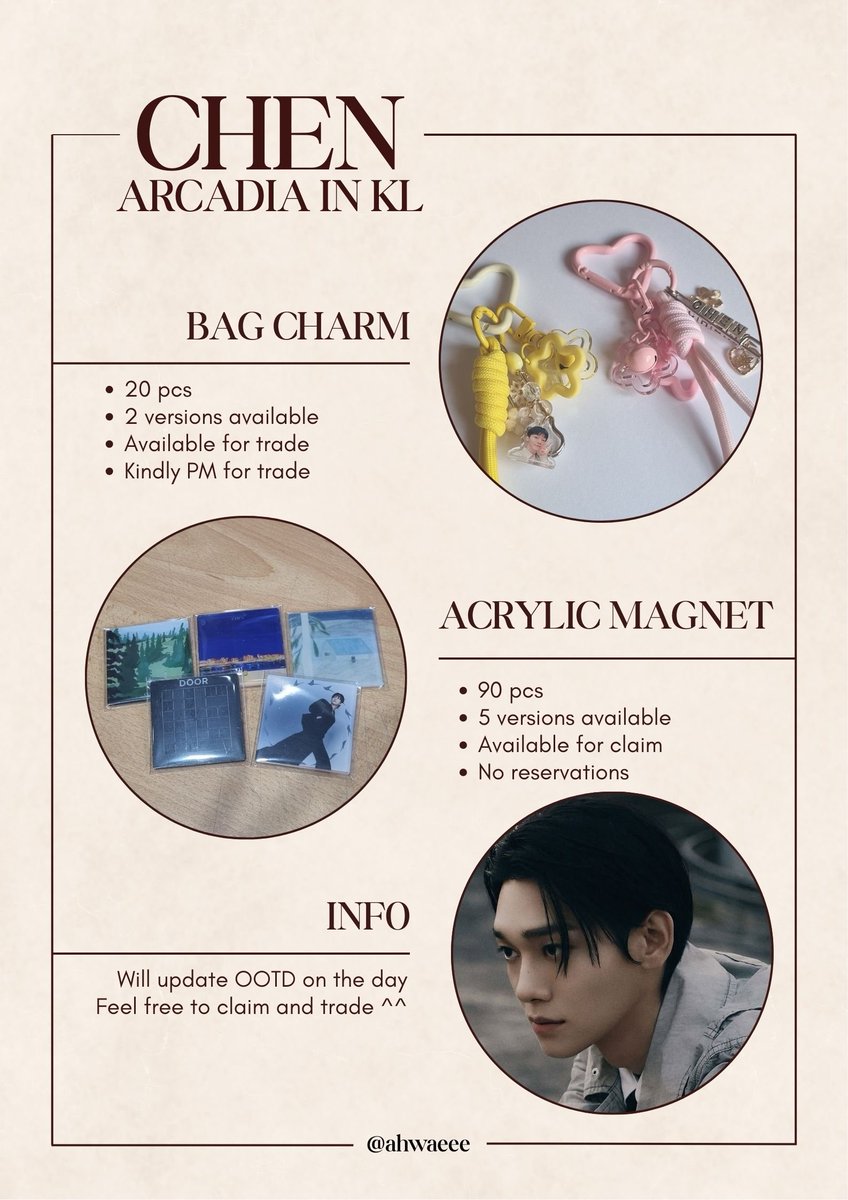#ARCADIAinKL FREEBIES

🛍 BAG CHARM
🩷 20 Pcs Available
2️⃣ versions 
🔁 Open for Trade
📮 DM to reserve yours! :3

🧲 ACRYLIC MAGNET
🩷 90 Pcs Available
5️⃣ versions
🤲🏻 Open for Claim
🚫 No Reservations

Will update OOTD on that day!
Don't hesitate to say hi and claim from me :3