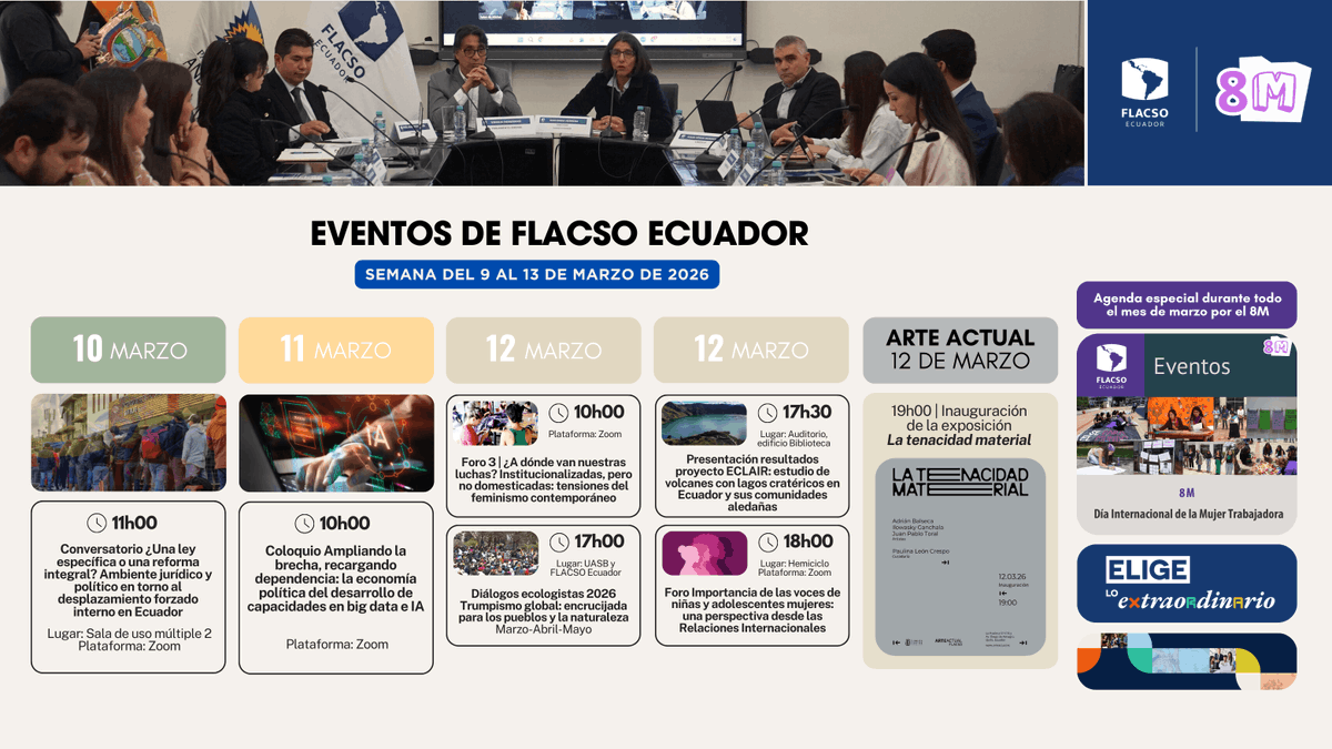 FLACSOec's tweet photo. 🗓🤓 Esta semana en FLACSO Ecuador tenemos varios eventos que no te puedes perder.
Más información: https://t.co/4lSq01Hr7V
#FLACSOEcuador #EventosFLACSO #ComunidadFLACSO #EligeloExtraordinario https://t.co/bVjRe6adyS