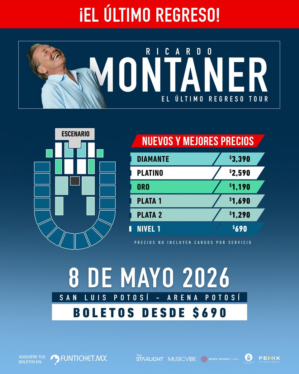mainman25toro's tweet photo. @montanertwiter
¿Listos para noche noche dedicada al amor?💖 ¡Ricardo Montaner llega a la Arena Potosí!🎤 📅8 de mayo🎟️ Boletos ya a la venta en #Funticket compra aquí >> https://t.co/ee0vZU4PE2
#RicardoMontaner #MusicVibeSLP https://t.co/a2MwwkhVt8