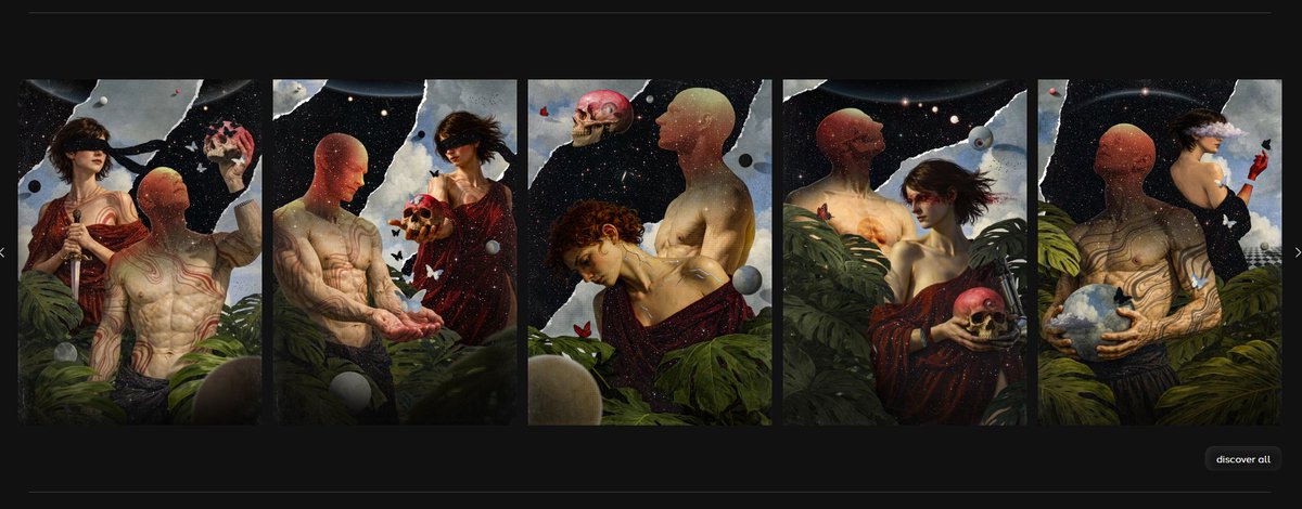 0x_vertigo's tweet photo. All pieces are now listed on @Ninfa_io . Enjoy the preview! 

I also had a short conversation with @carlothecurator about this collection. If you’re curious about the ideas behind it, I suggest giving it a read.

Ethernity ✧ collection of 5 ✧ 0.169 reserve ✧ 6 pm CET

https://t.co/cKazyZTDxK