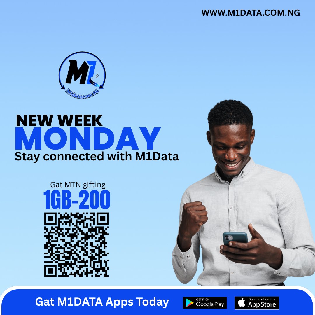 ayombug's tweet photo. ✨ New Week, New Opportunities!

Wishing you a productive and successful week ahead from M1DATA (Top-Up Easy).
Stay connected, stay empowered, and enjoy seamless data and airtime services with us.

📲 Download 
https://t.co/LrLUTQT0Ab

#NewWeek #M1DATA #TopUpEasy #StayConnected https://t.co/EMZO75XoPi