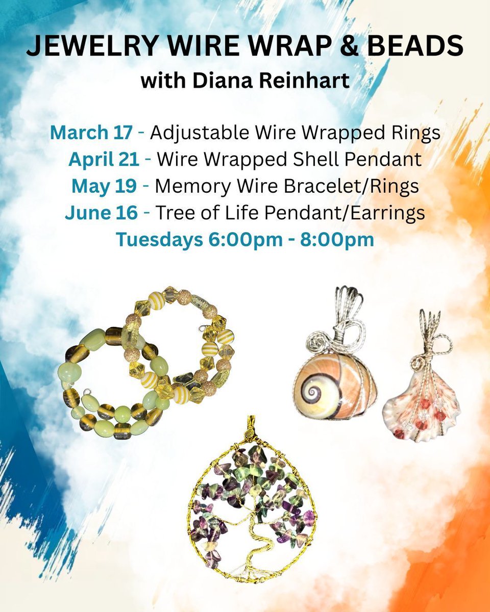 VisualArtsPG's tweet photo. WIRE WRAP &amp; BEADS with Diana Reinhart
Sign Up Here: https://t.co/q2PvIJYajm 

VAC, 210 Maud Street, Punta Gorda, FL 33950
(941) 639-8810 | Website: https://t.co/qv5HqUF8CP https://t.co/kjvGZFVp4v