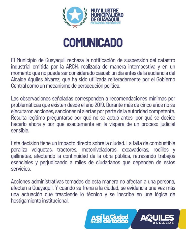 tcanarte's tweet photo. 🚨 Es un golpe más a la institucionalidad de la @alcaldiagye y del pueblo del Ecuador.
La opacidad y el caos son la nueva norma.
¡No podrán callar al Pueblo!
#Resistiremos #SomosResistencia 🇪🇨🫂 https://t.co/cN0rTy5j6v
