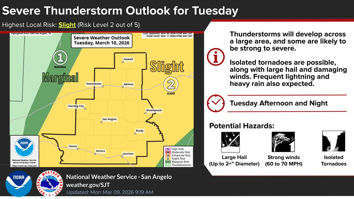 Strong to severe thunderstorms Tues afternoon and evening. Potential ...