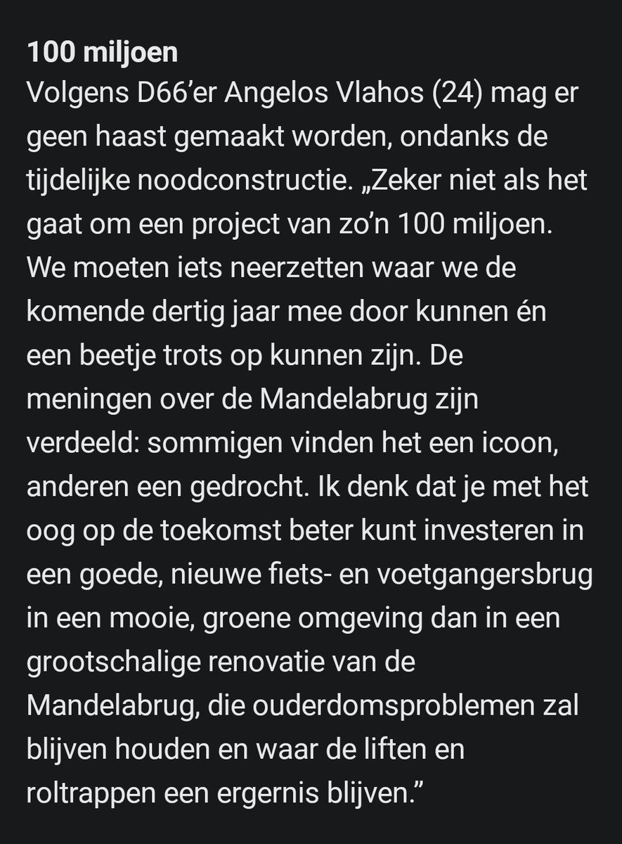 angelosvlahos's tweet photo. wie aan #Zoetermeer denkt, denkt al snel aan de Nelson Mandelabrug. de brug leek op instorten te staan en leeft nu voort via een noodconstructie. we bouwen er een nieuwe woonwijk naast, en er volgt een stationshal. de vraag: wat te doen met die brug? hier mijn bijdrage in het AD: https://t.co/knPrMl4n1U