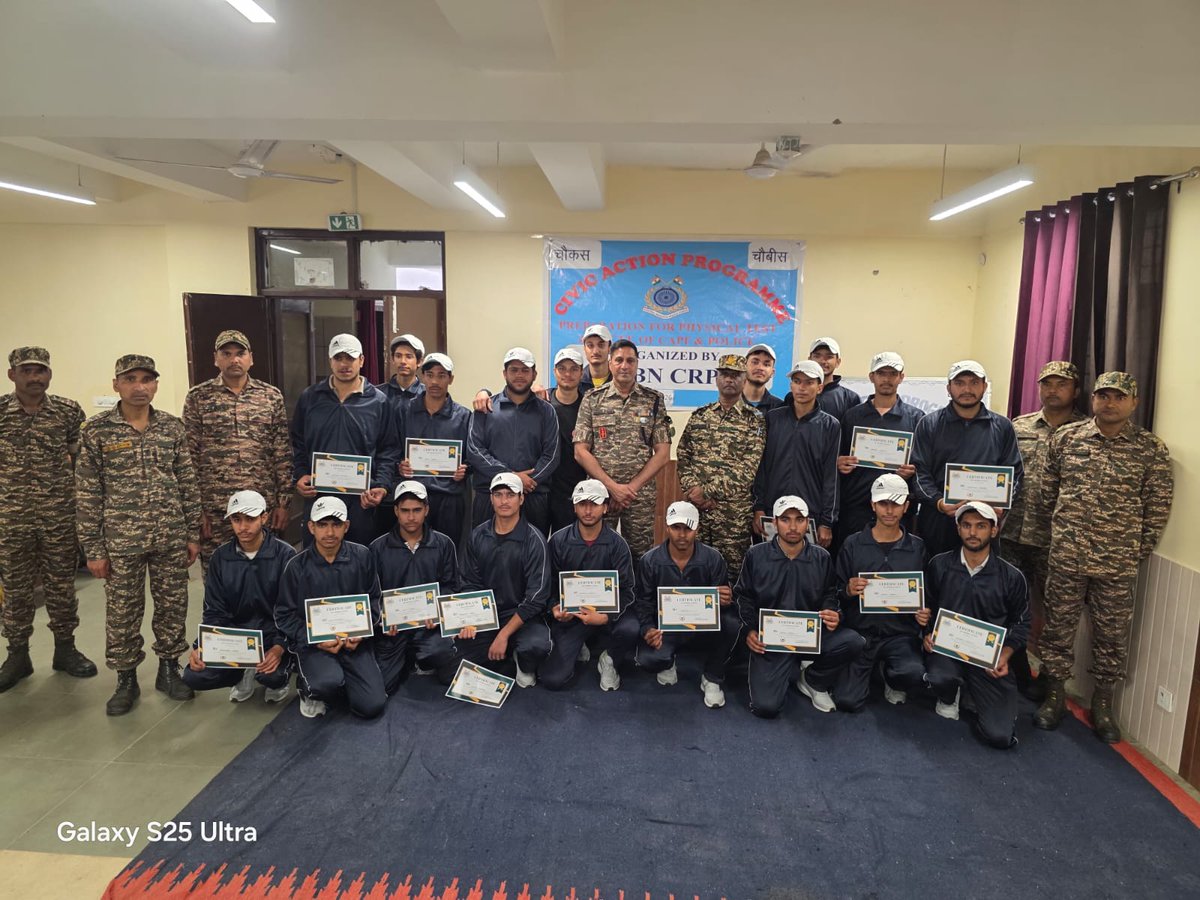 "Empowering youth for Service to the nation" 
24 Bn CRPF conducted physical training and coaching for civil aspirants preparing for CAPF recruitment tests in Jammu &amp; Hiranagar, marking a significant milestone in Community engagement.   "CIVIC ACTION PROGRAMME-2026"
