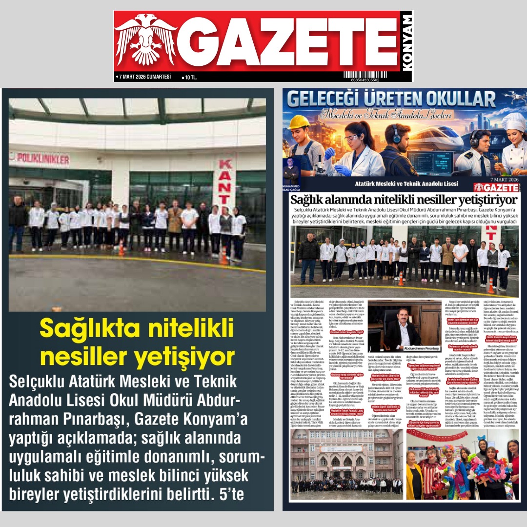 “GELECEĞİ ÜRETEN OKULLAR”

Konya’da Mesleki ve Teknik Eğitim veren okullarımızın güçlü yönlerini kamuoyuyla paylaşmak ve iyi uygulama örneklerini yaygınlaştırmak amacıyla, yerel basında “Geleceği Üreten Okullar” başlığıyla her gün bir okulun tanıtımı yapılacaktır.

Bu anlamlı⤵️