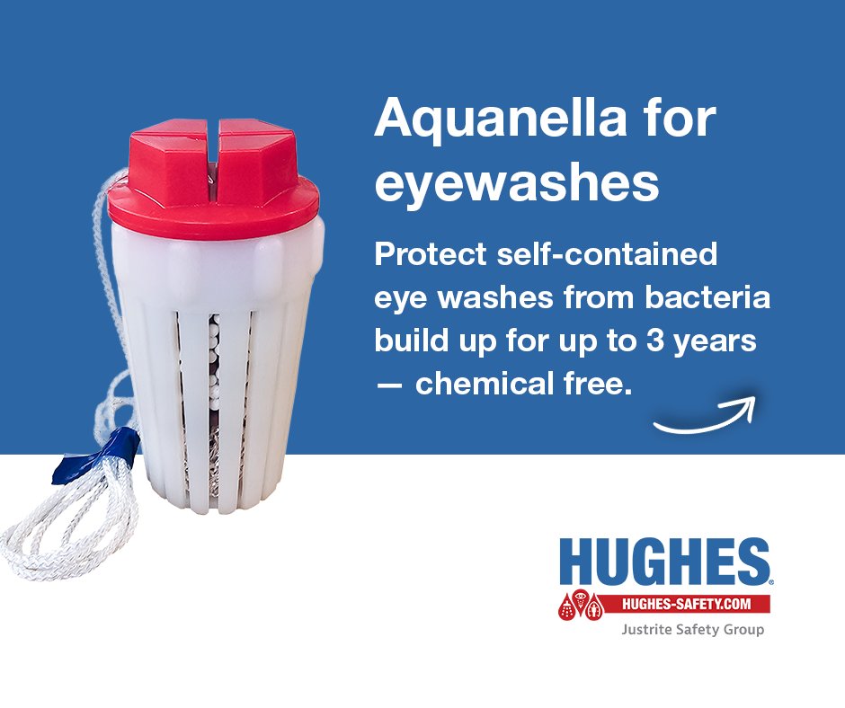 HughesSafety's tweet photo. Keeps your self-contained eye washes compliant and ready for an emergency with Aquanella for eye washes: https://t.co/ntSq0WSRJw

This non-chemical water treatment module works continuously inside the tank to help prevent biofilm and pathogenic bacteria from building up for up to 3 years. 

It is designed specifically for gravity-fed self-contained eye wash units where water can otherwise stagnate for long periods, helping you maintain water quality and protect workers’ eyes when seconds matter.

Want to know more about Hughes' Aquanella for eye washes? Send an enquiry to our team today:
📧 : customer.service@hughes-safety.com

--

Want more safety shower, eyewash, and aftercare tips? Sign up for our quarterly newsletter here:
📨 https://t.co/hRyn21aZVS

#SafetyShowers #SafetySolutions #IndustrialSafety #HealthandSafety #WorkplaceSafety #Hughes