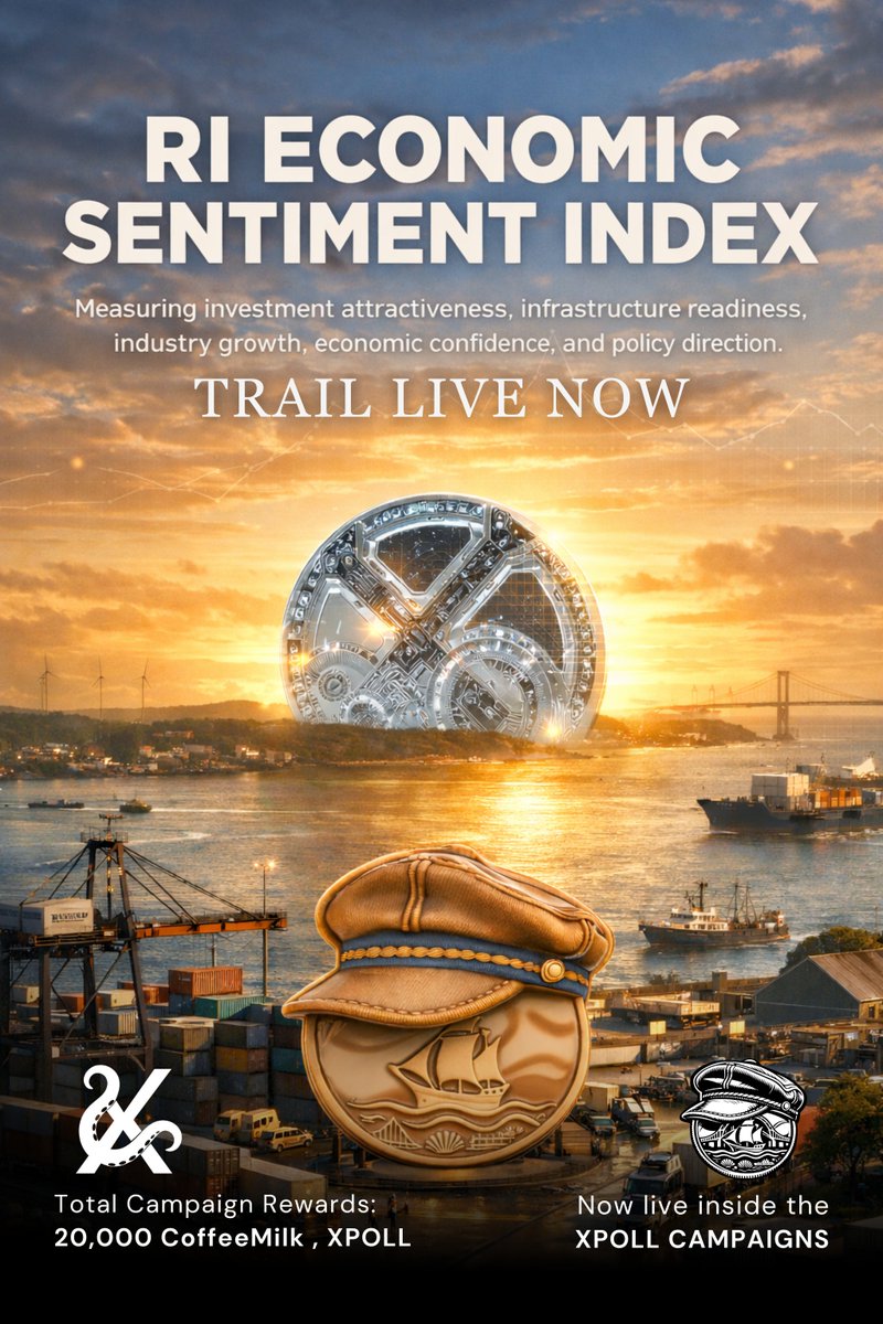 xpollplatform's tweet photo. RI Economic Sentiment Index is live, and the signal around investment, growth, and confidence is starting to sharpen.

From infrastructure to industry momentum, this trail captures the pulse of what could shape Rhode Island’s next economic chapter.

Join the campaign now: https://t.co/5lDvAQLypo

#XPOLL #EconomicConfidence #RhodeIslandGrowth #RIEconomicSentimentIndex #CoffeeMilkCoin