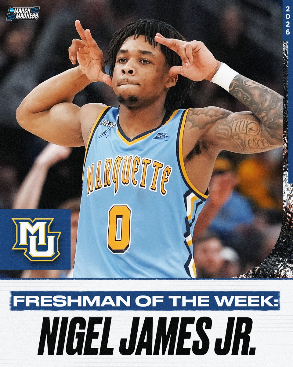 MarchMadnessMBB's tweet photo. 🏆 Weekly Awards from @TheAndyKatz 🏆

Team of the Week: TCU
Player of the Week: Cam Boozer
Freshman of the Week: Nigel James Jr. https://t.co/YHHAwvHx3S
