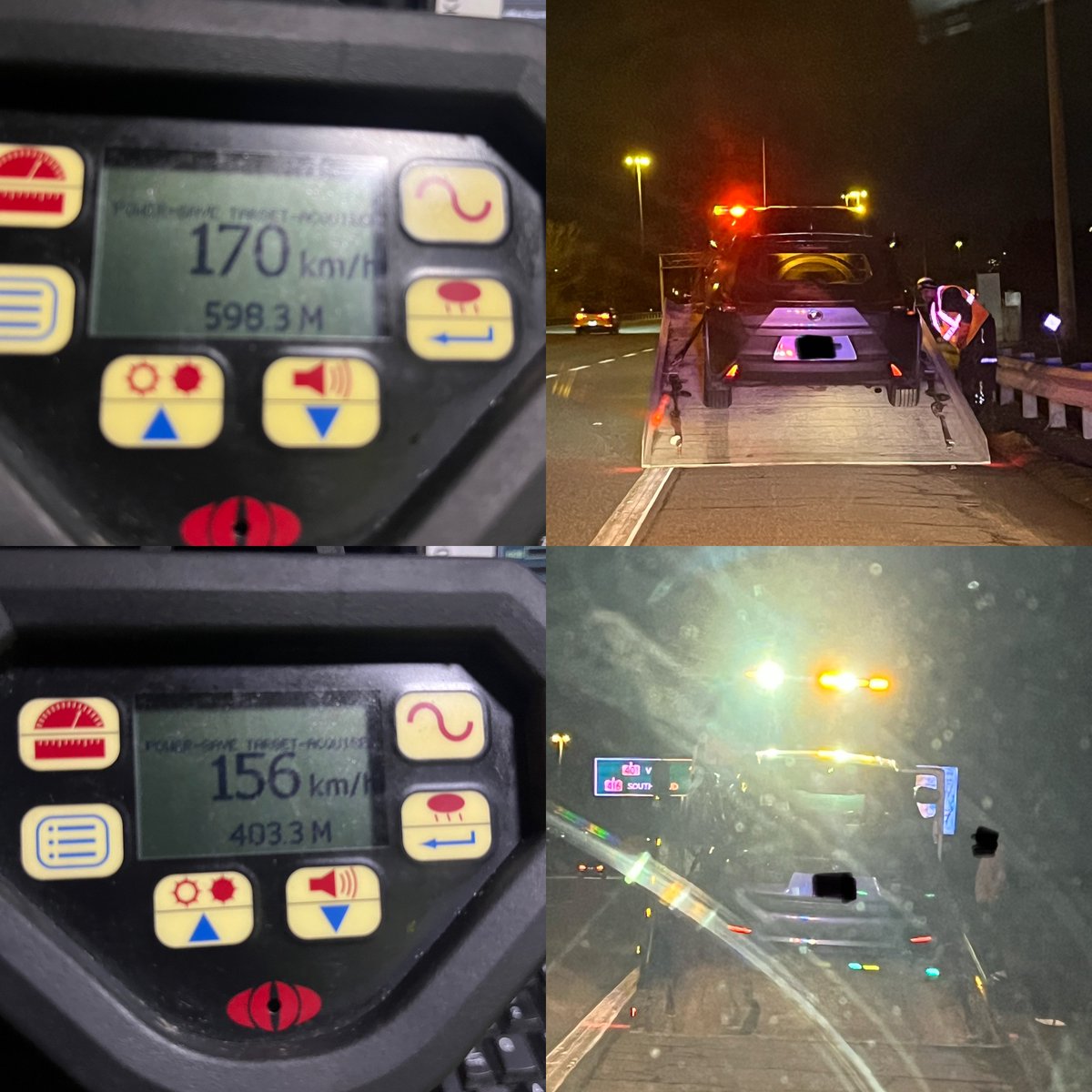 OPP_ER's tweet photo. #OttawaOPP stopped these two drivers for #StuntDriving on #Hwy417 late Sunday night. A 21 year old female was caught driving 170km/h. She was also charged with #CarelessDriving. A 17 year old male, G2 driver was caught driving 156km/h. That driver was also charged with #Speeding, Fail to surrender licence, fail to surrender permit and fail to surrender insurance card.
Both drivers received 30-day driving suspensions and 14-day vehicle impounds. They now face a minimum $2,000 fine, six demerit points and a one year driving prohibition upon conviction. #SlowDown #DriveSafe #OttTraffic ^mf
~
La Police provinciale de l'Ontario (OPP) a intercepté deux conducteurs pour conduite dangereuse sur l'autoroute 417 dimanche soir. Une femme de 21 ans roulait à 170 km/h et a été accusée de conduite imprudente. Un homme de 17 ans, titulaire d'un permis G2, roulait à 156 km/h et a été accusé d'excès de vitesse, de défaut de présenter son permis de conduire, son permis d'apprenti conducteur et son attestation d'assurance. Les deux conducteurs se sont vu imposer une suspension de permis de 30 jours et la mise en fourrière de leur véhicule pour 14 jours. Ils s'exposent à une amende minimale de 2 000 $, à un retrait de six points et à une interdiction de conduire d'un an en cas de condamnation. Ralentissez. Conduisez prudemment.