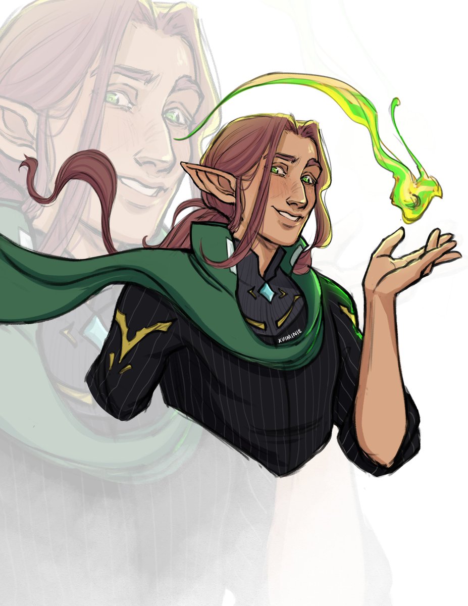 Xuiminiie's tweet photo. My favourite dnd oc heartbreaker to date. I cried over this guys death and still havent recovered.   #dnd #ttrpg #oc #elf https://t.co/EZ6PMQoHrM