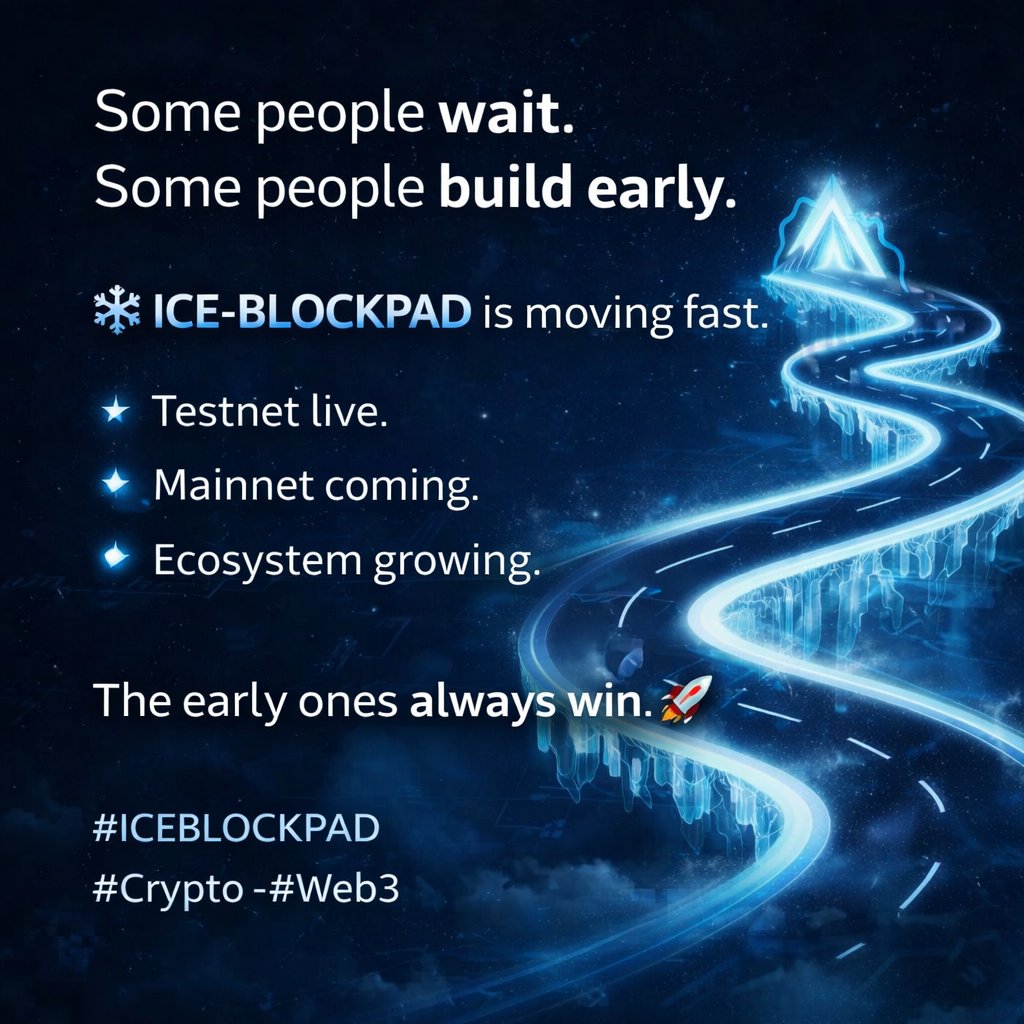 AmartaOggy's tweet image. Some people wait.
Some people build early.
❄️ @ice_blockpad  is moving fast.

Testnet live.
Mainnet coming.
Ecosystem growing.

The early ones always win. 🚀
#ICEBLOCKPAD #Crypto #Web3