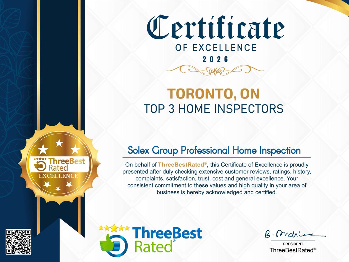 SolexGroup's tweet image. Solex Group has been awarded one of three top home inspection companies for 2026!  It has been a pleasure to service the Greater Toronto Area with Excellence. 
To learn more about our services, please visit solexgroup.ca #homeinspection, #homeinspector, #solexgroup