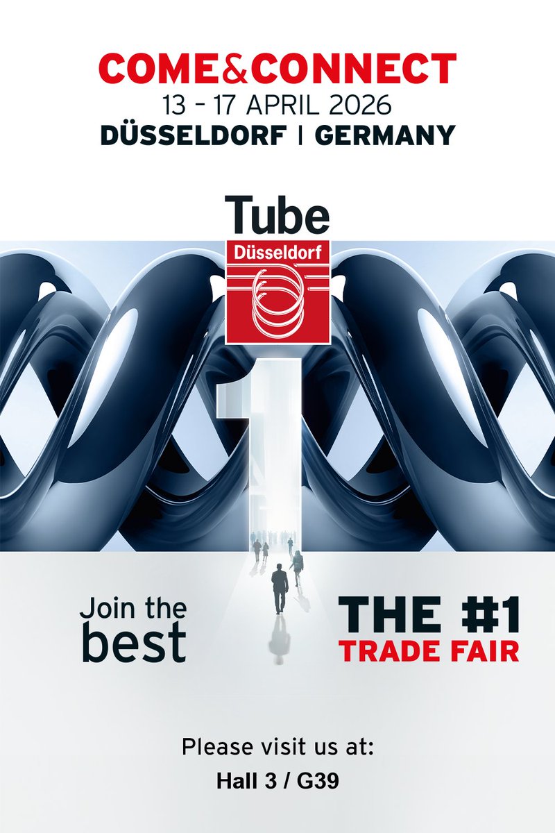 UKFGroup's tweet photo. It’s just one month to go until Tube Düsseldorf 2026, where UKF Group will be exhibiting from 13 to 17 April at one of the world’s leading trade fairs for the tube and pipe industry.

📍 Hall 3, Stand G39

#UKFGroup #TubeDusseldorf #wireTube2026 #StainlessSteel #TubeProcessing https://t.co/QJqqfoPNz4