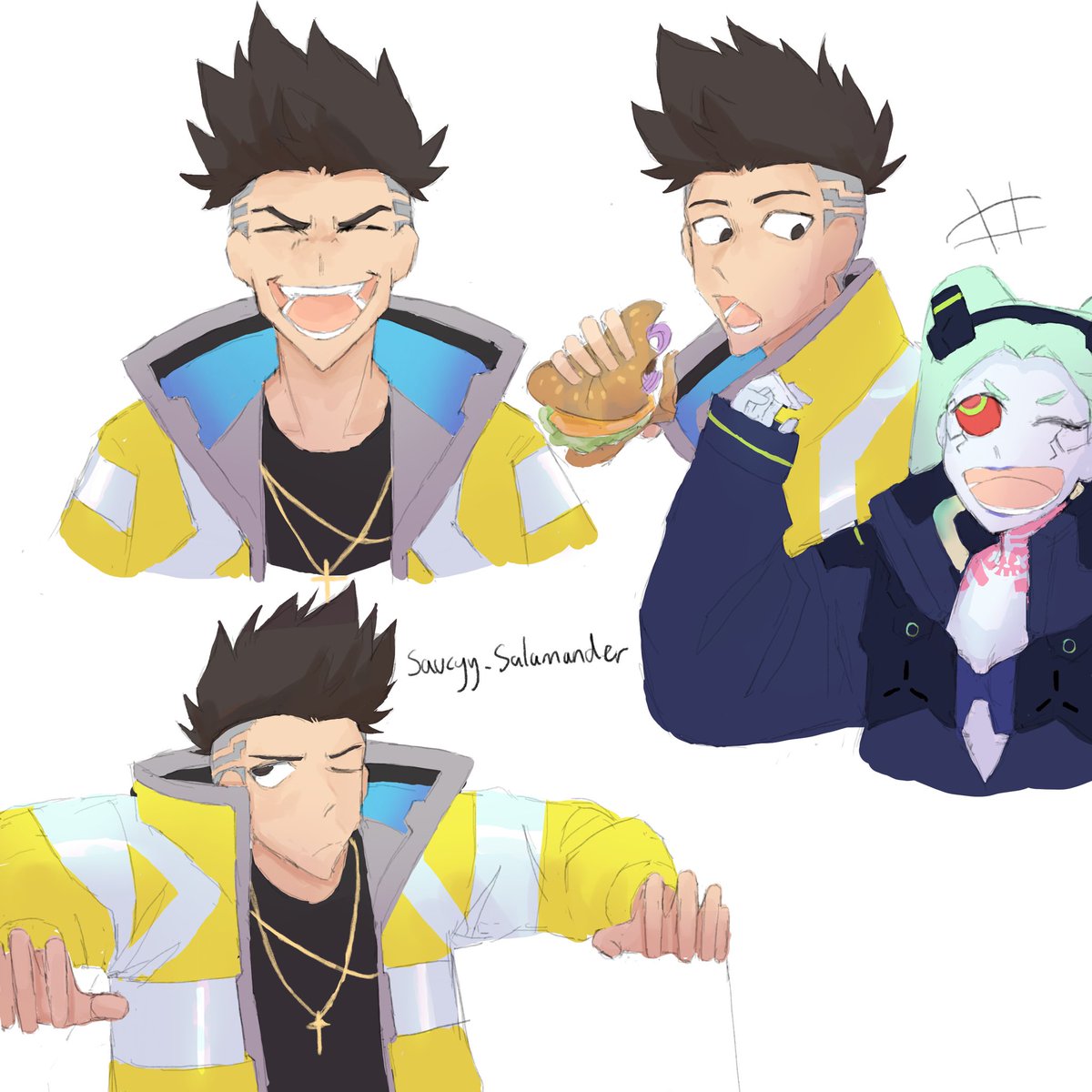 Finally coloured them 
#CyberpunkEdgerunners #davidmartinez #Cyberpunk2077