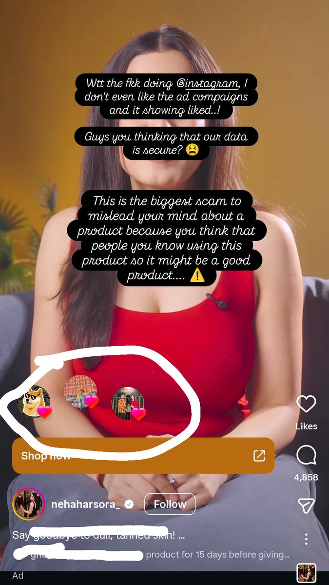 DC_SAKIB's tweet photo. My friends and I don't like an Instagram ad product, but it still shows up as a Like It so that people I know think I like it and it's a good product. @instagram is leading us wrong. @zoo_bear please bro highlight this scam🙏 https://t.co/FFhCK1lSQj
