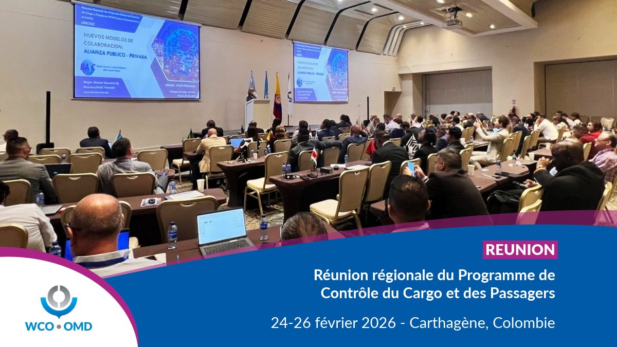 WCO_OMD's tweet photo. Réunion régionale du PCCP - Carthagène, Colombie 🇨🇴

Des délégués de 23 membres douanières ont participé à la réunion régionale du Programme de Contrôle du Cargo et des Passagers (PCCP) pour l’Amérique latine et les Caraïbes du 24 au 26 février.
 
Il s’agit du principal forum de coordination technique et opérationnelle entre les ports, les aéroports, les administrations des douanes, la police et les agences de contrôle. La réunion était axée sur des présentations nationales, des tables rondes techniques par sous-région, des réunions bilatérales ainsi que des volets pratiques et des mécanismes de renvoi applicables aux ports à haut risque. Les douanes collaborent avec leurs partenaires pour garantir la sûreté et la sécurité de la société !