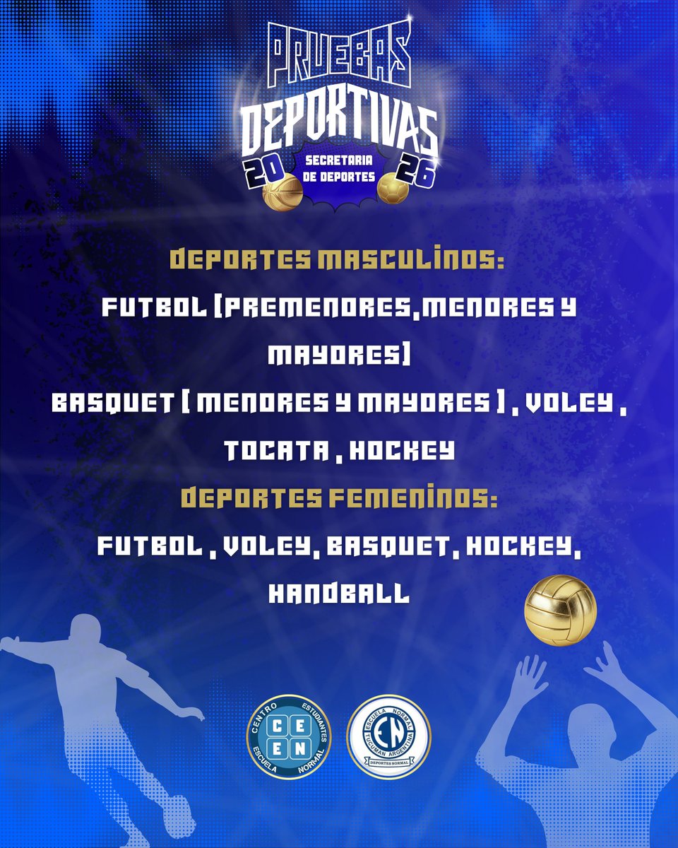 ceen_normal's tweet photo. PRUEBAS DEPORTIVAS 2026⚽🏀🏐🏃🏑
Cualquier duda comunicarse con los Secretarios de Deportes:
SAMUEL: +54 9 3816 67-8272
BRUNET: +54 9 3813 19-8333
CAMI: +54 9 3816 56-0469 https://t.co/VssonQoIQP
