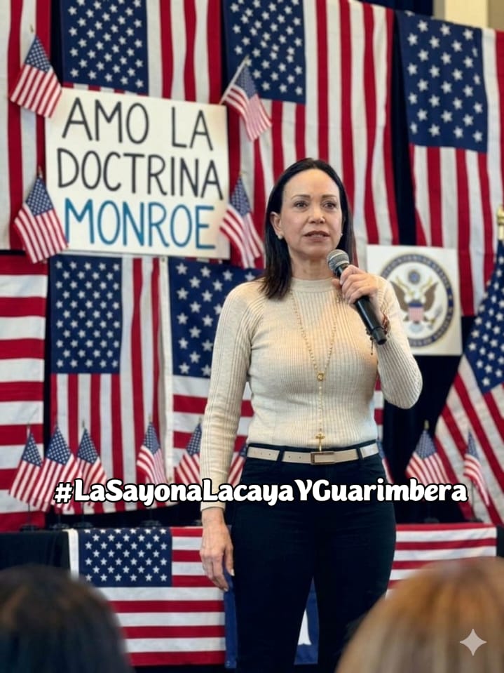 OdaPnt's tweet photo. La vimos pedir sanciones contra Venezuela, pidió intervención militar para nuestra patria, promovió manifestaciones violentas.

¡Venezuela no la quiere!
#LaSayonaLacayaYGuarimbera https://t.co/I8j7HRXXva