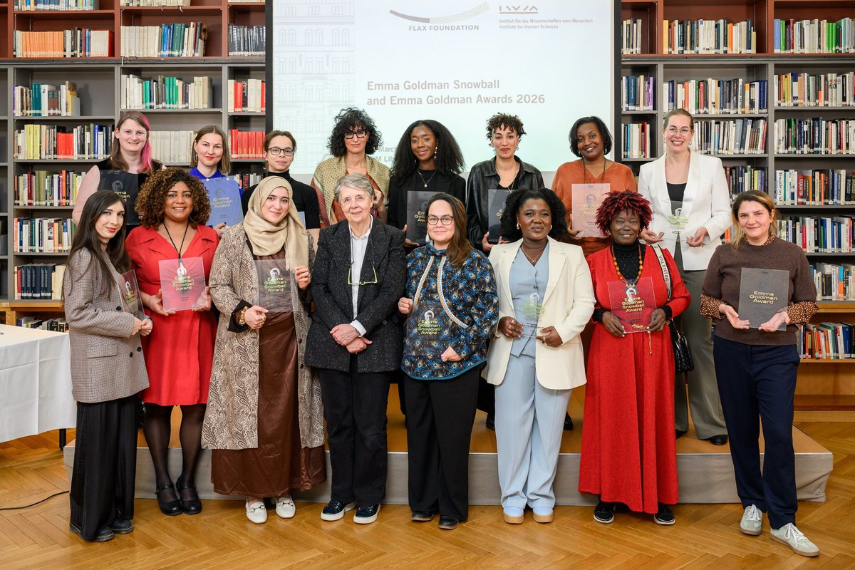 IWM_Vienna's tweet photo. Following International Women's Day, we are proud to highlight the recipients of the 2026 Emma Goldman Awards. Presented annually in cooperation with the FLAX Foundation, they honor scholars and activists whose work advances feminist research and critical inquiry.

👉 Watch this year's ceremony to learn more about the awardees and their work: https://t.co/NmxmYOycAe