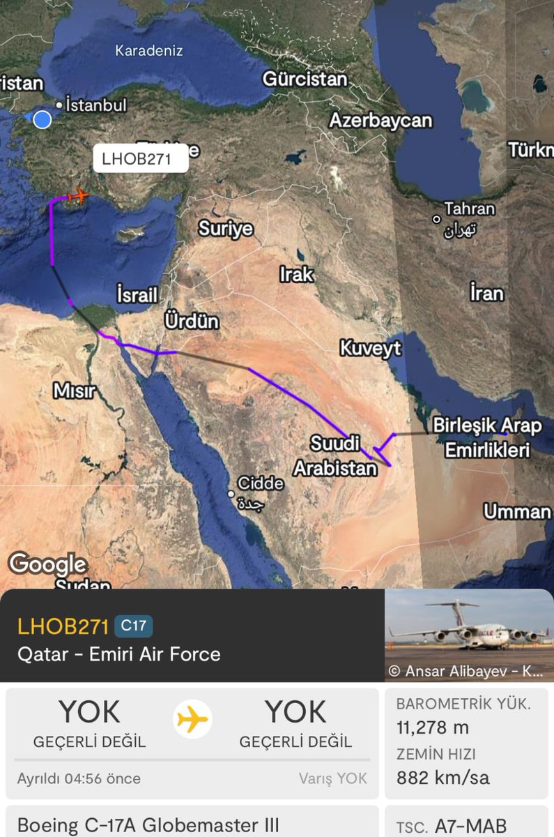 🇶🇦Katar Hava Kuvvetleri’ne ait,
🛫Bir askeri uçak,
🤔Neden Konya’ya geliyor?