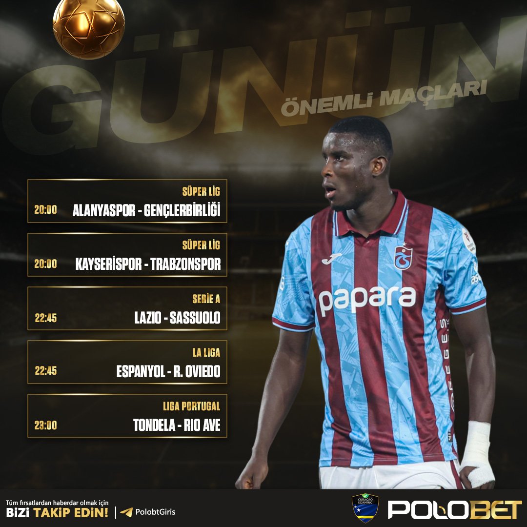 🔥Trabzonspor, zorlu Kayseri deplasmanında fırtına gibi esmek isterken, Serie A ve La Liga'da gecenin kapanış maçları kasanı katlamak için seni bekliyor.

🚀Hemen üye ol, risk almadan 250 Freebet ile kazanmaya başla❕

🔗Giriş: plbt.site/plbtd

Orkun Hakem Ofsayt #FBvSAM