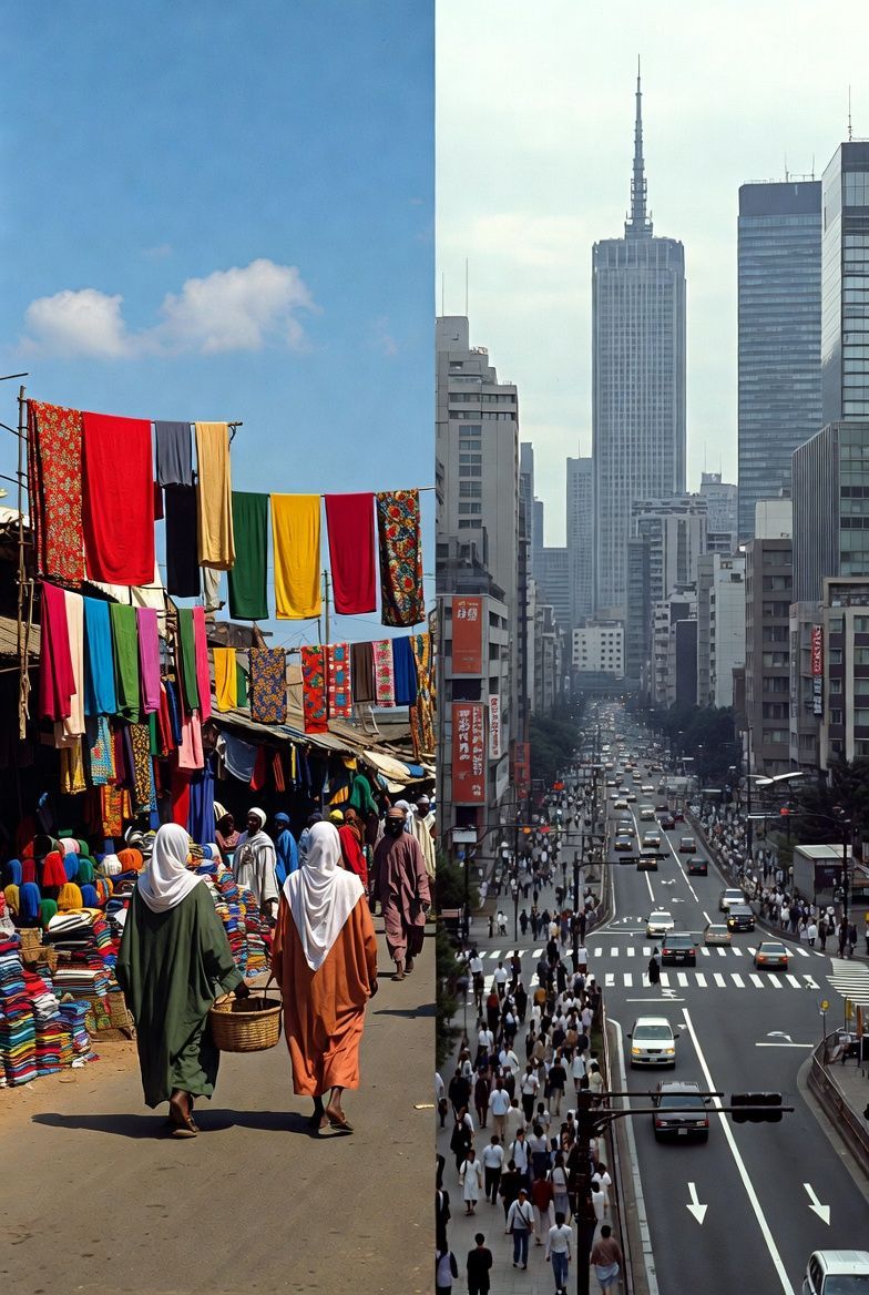 في عام 1956 اكتشفت نيجيريا النفطَ فاحتفل شعبها بالغنى المنتظر. وفي الوقت ذاته، كانت اليابان تنهض من رماد الحرب، لا تملك نفطاً ولا غازاً ولا ثروات طبيعية تذكر. وخلال العقود التالية، تحوّل الاكتشاف النيجيري إلى مأساة بسبب الفساد وسوء الإدارة، وتحوّل العجز الياباني إلى معجزة بفضل