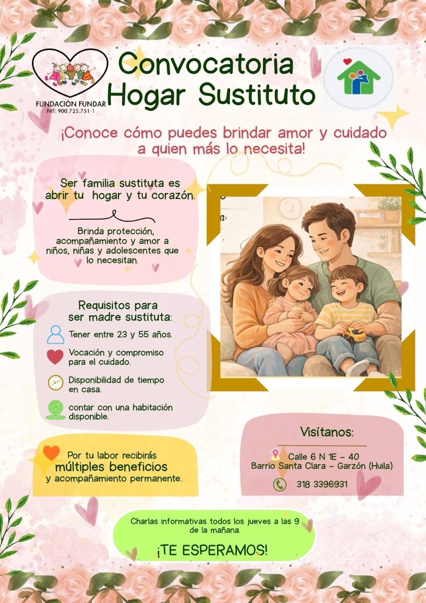 fund_FUNDAR's tweet photo. Desde la Fundación FUNDAR creemos que el amor tiene el poder de sanar, restaurar y transformar vidas.
Hoy te invitamos a abrir las puertas de tu hogar y de tu corazón para convertirte en familia sustituta. https://t.co/khhnHLNIX3
