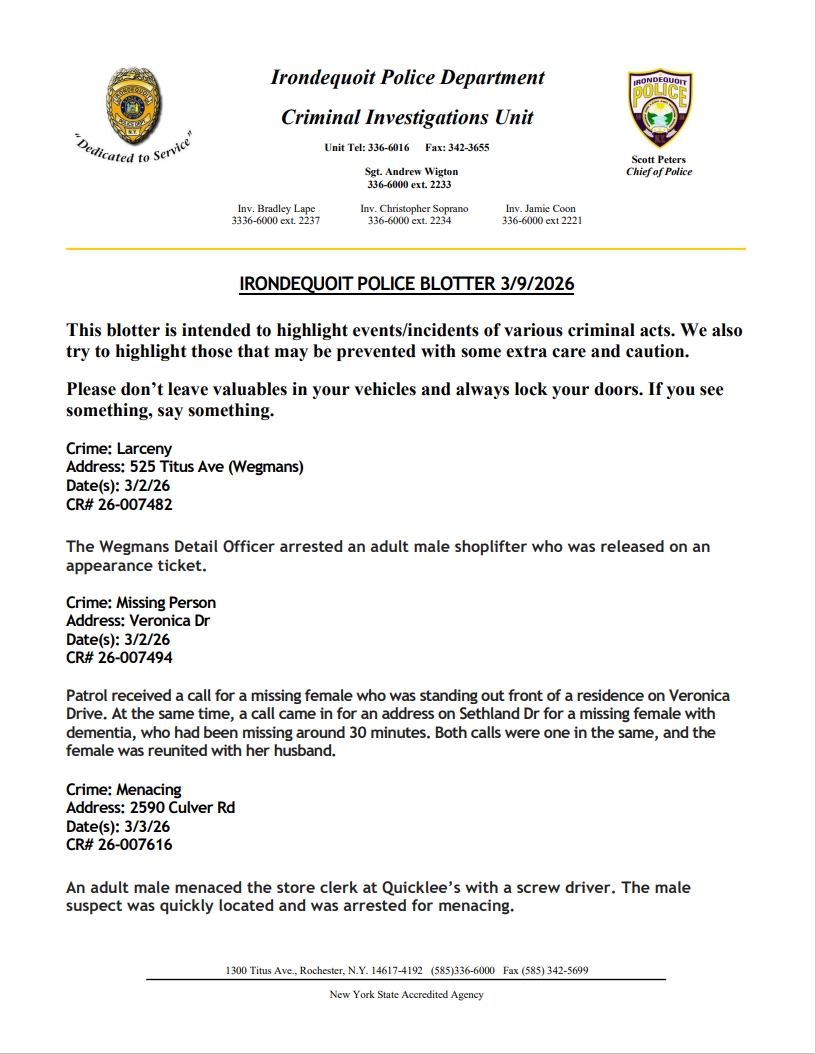 Irondequoit Police tweet media