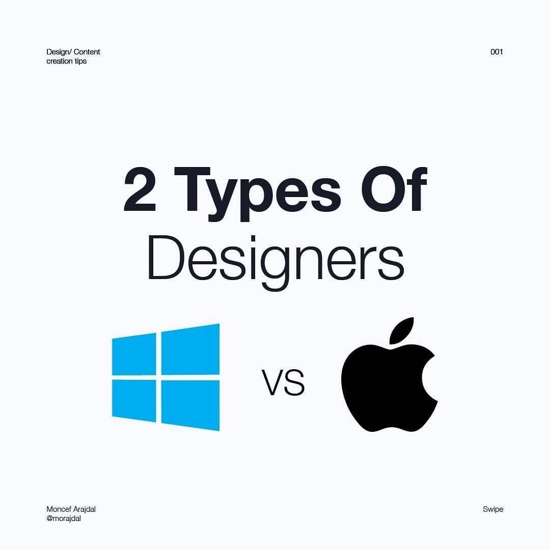 mancy76164's tweet photo. There are only 2 types of designers:
Those on Windows and those on Mac.
No in-between.
Swipe to choose your side
#DesignerLife #WindowsVsMac https://t.co/diCeUCu616