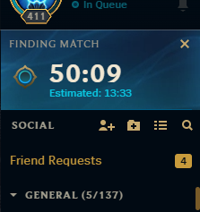 Itsuafktime's tweet photo. @RiotRogueFool @RiotRogueFool The changes you previously made to arena queueing was good.

You reverted these changes and now the outcome is the below - back to 50 minute - 1 hr queues potentially. 

Please revert these changes back around queueing! https://t.co/b81fHh7IaK