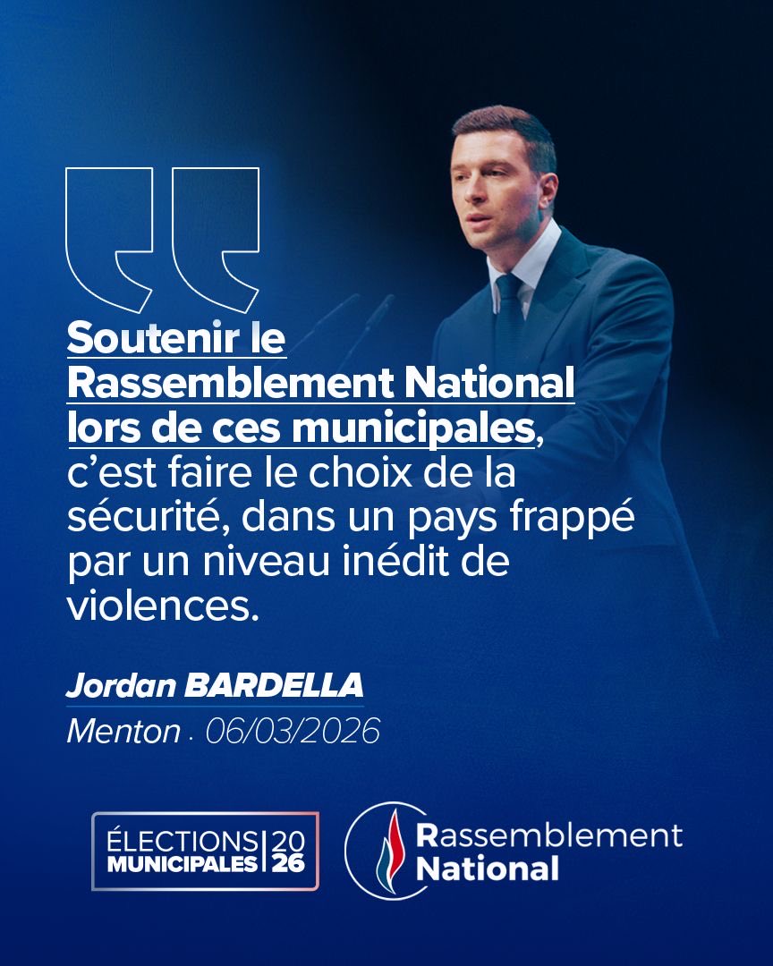 🔵 En votant les 15 et 22 mars pour les listes RN-UDR, vous agirez pour votre sécurité !

Face à l’insécurité grandissante, facilitée par le laxisme de la macronie au pouvoir, votez pour des maires qui augmenteront les moyens et les effectifs de la police municipale, assureront