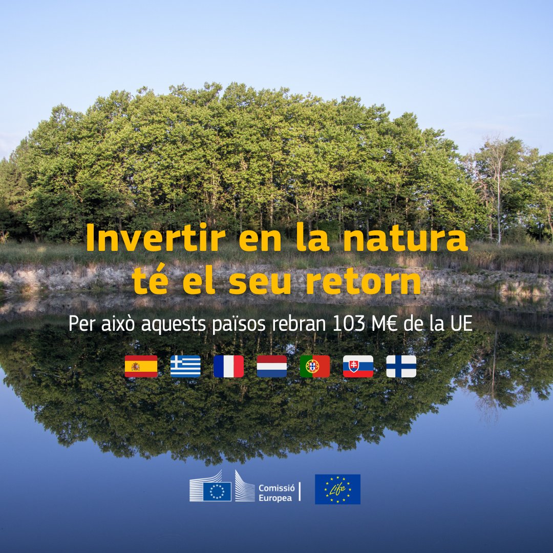La UE inverteix més de 103 milions d'euros a través del seu programa de finançament LIFE en projectes mediambientals i climàtics a 🇪🇸 🇳🇱 🇫🇷 🇬🇷 🇵🇹 🇸🇰 🇫🇮

<a href="/LIFEprogramme/">LIFE Programme</a> impulsarà la restauració dels aiguamolls #Natura2000 a Espanya. <a href="/EU_ENV/">EU Environment</a> 

👉 link.europa.eu/WJt49q