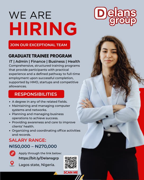 GABATA_NG's tweet photo. Delans Group Graduate Trainee Program Recruitment 2026

#GraduateTrainee #recruitmentagency #PathwaysToSuccess #getajob #GetHired

https://t.co/Mc5Olh8ir8

https://t.co/c8s3JK6dJP

Activate to view larger image, https://t.co/sOTkhSpFHo