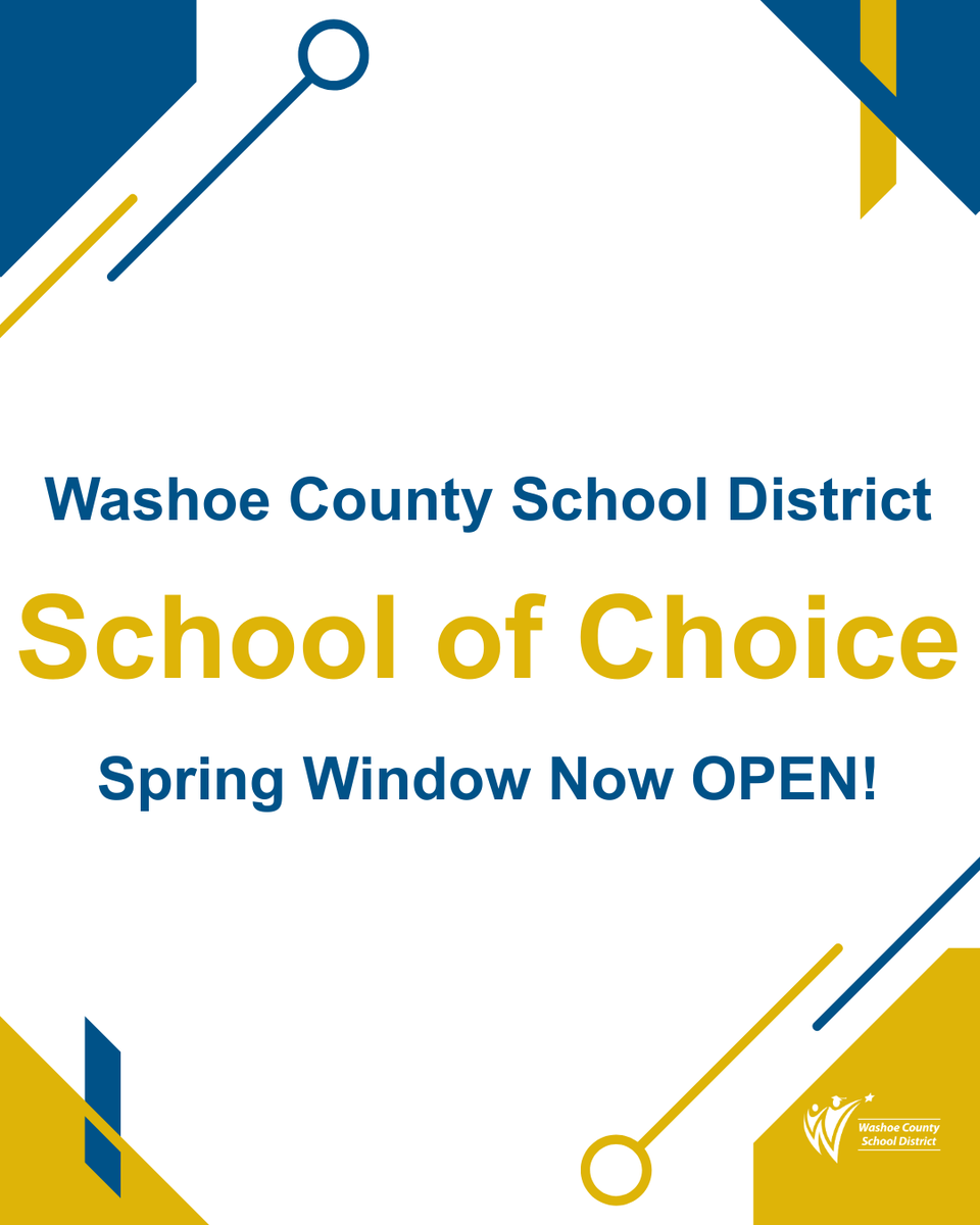 The Spring School of Choice window is now open! 🎓 

WCSD families can apply to attend a school outside their zoned area based on available space. Explore your options and submit your application today. 

Apply here: loom.ly/GiSbagU