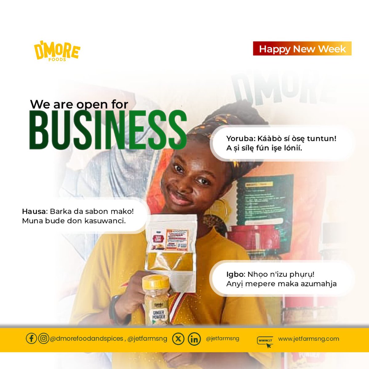 jetfarmsng's tweet photo. Happy new week La familia ❤️
#Newweek #Naijafood #openfortheweek #madeinnigeria https://t.co/ndnxyTvPyb