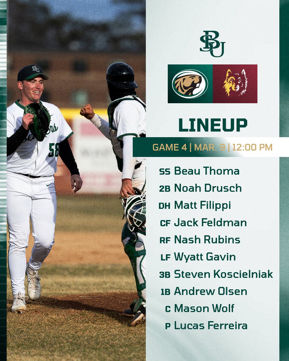 BSUBeaversBase's tweet photo. Game 4 linuep!

⏰ 12 PM
🖥 https://t.co/KwMDjRnQ2F
📈 https://t.co/Cz87L42mFE

#GoBeavers #BeaverTerritory https://t.co/WMJE2mXS93