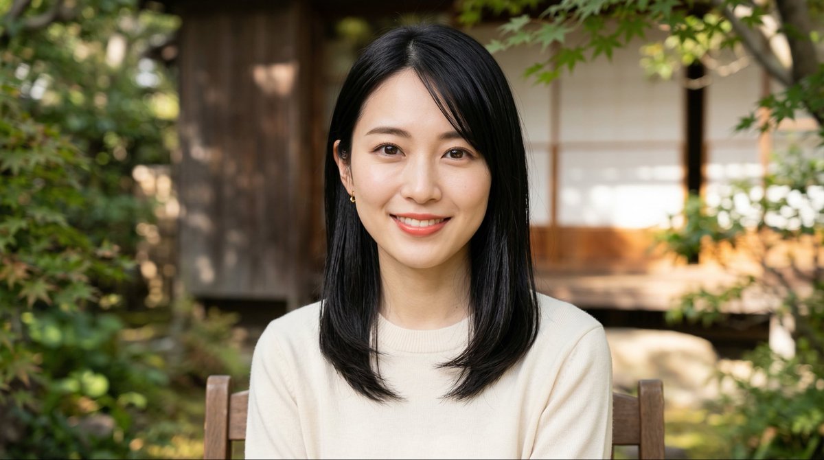 YKJapan_'s tweet photo. 日本人が好きな女性のタイプ！

１、小顔。

２、透明感のある肌。

３、大き過ぎない目。

４、鼻筋が通っている。

５、黒髪・ナチュラルヘア。

６、優しい雰囲気。

７、控えめな笑顔。

８、ナチュラルメイク。

AIに生成させると↓ https://t.co/6Bu7bEgKpI