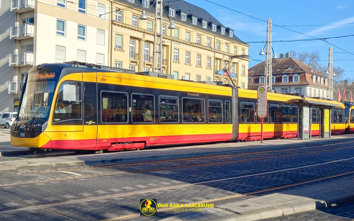 STADLER TO ETTLINGEN

🚅 Albtal-Verkehrs-Gesellschaft (AVG) | Stadler NET2012 | 390 | S1 Ettlingen Albgaubad 
📷 January 2026, Karlsruhe Hauptbahnhof Vorplatz